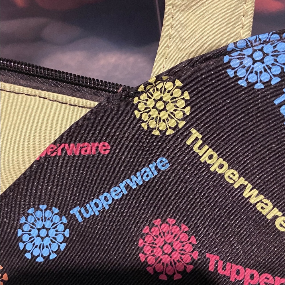 Vintage Tupperware Black Tote with Colorful Pattern - Picture 3 of 4